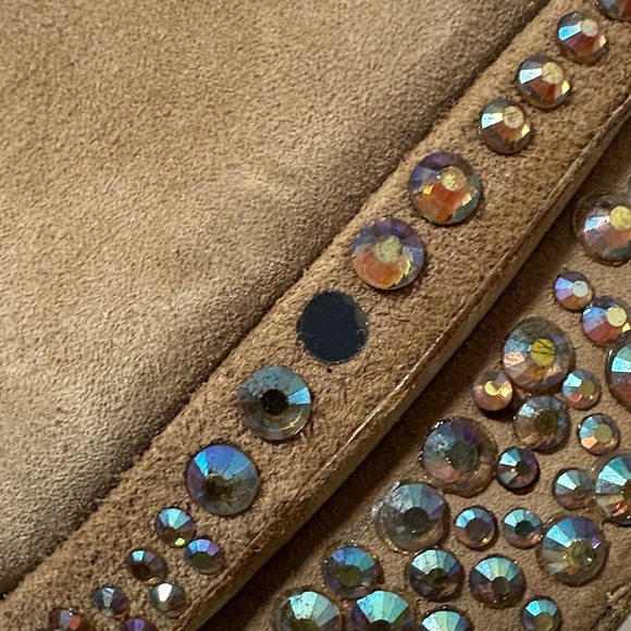 Brian Atwood Francoise Embellished Stiletto Pumps Tan Suede Leather size 8 - Picture 3 of 13